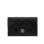 Chanel Classic Card Holder Grain Leather Black With Silver Hardware 11Cm Ap0214 Y01588 C3906