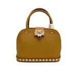 Valentino Garavani Rockstud Handbag In Grainy Leather Brown 21Cm