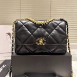 Chanel 19 Flap Bag Shiny Gold And Silver Tone Black 30Cm - Image 2