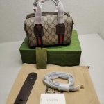 Gucci Mini Gg Duffle Bag Beige And Dark Brown 20cm 859975 Fachl 8844 - Image 4