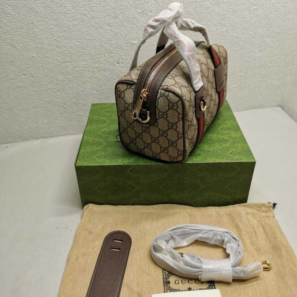 Gucci Mini Gg Duffle Bag Beige And Dark Brown 20cm 859975 Fachl 8844 - Image 5