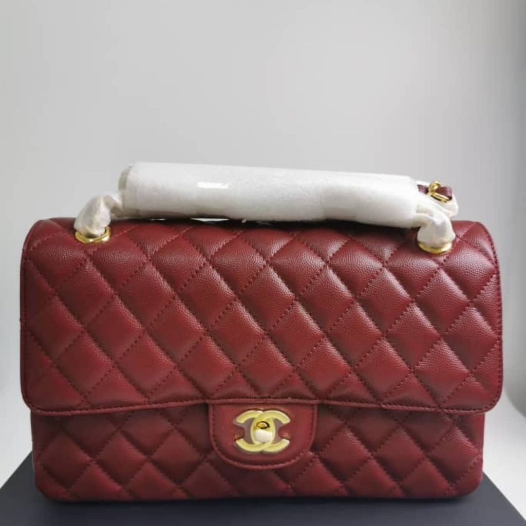 Chanel Medium Classic Double Flap Burgundy Gold Hardware 25Cm - Image 3