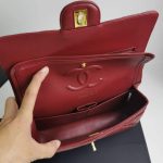 Chanel Medium Classic Double Flap Burgundy Gold Hardware 25Cm - Image 7