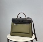 HERMES HERBAG ZIP 31 BAG PALLADIUM HARDWARE KHAKI 31CM - Image 11