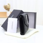 Saint Laurent Cassandre Matelassé Small Envelope Wallet In Grain De Poudre Leather Black Silver 13Cm 414404Bow021000 - Image 5