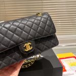 Chanel Medium Classic Handbag Grained And Gold Tone Metal Black 26Cm A01113 Y01864 C3906 - Image 8
