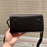 Hermes Kelly Classique To Go Wallet Black Silver Hardware 19Cm H080253Ck89 - Image 4