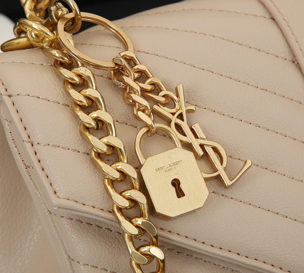 Saint Laurent Collège Medium Chain Bag In Quilted Leather Beige 24Cm 600279Brm072721 - Image 9