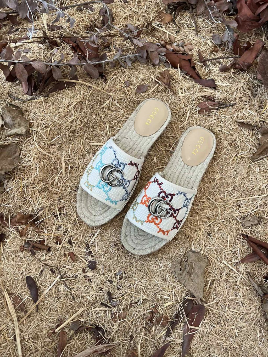 Gucci Women's GG Multicolor Slip On Espadrille Slide Sandals 678037 UFT70 8470 - Image 8