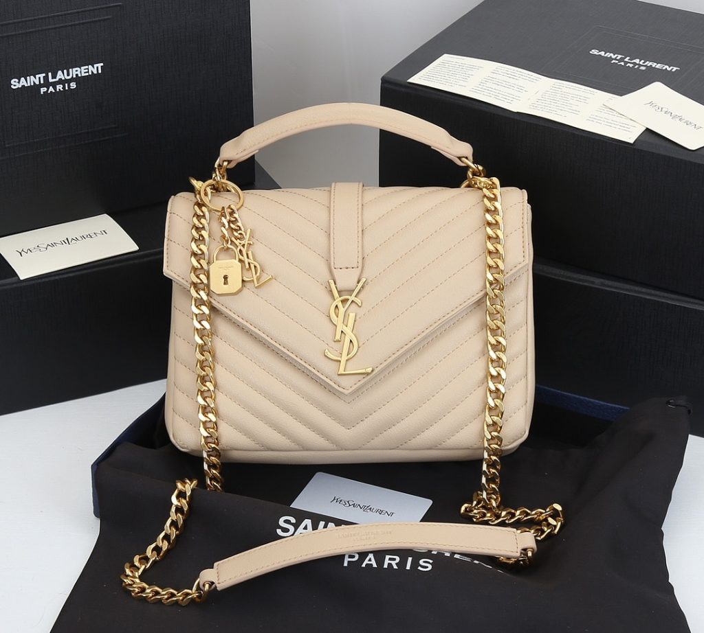 Saint Laurent College Medium In Quilted Leather Beige 24Cm 600279Brm072721 - Image 3