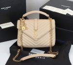 Saint Laurent Collège Medium Chain Bag In Quilted Leather Beige 24Cm 600279Brm072721 - Image 3