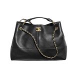 Chanel Shopping Bag Gold Tone Mental Black 36cm As5657 B20829 94305