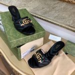 Gucci Women’s Flower Double G Slide Sandal Black - Image 3