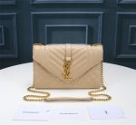 Saint Laurent Envelope Small In Quilted Grain De Poudre Embossed Leather Beige 21Cm 600195BOW912721 - Image 3