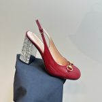 Gucci Women's Horsebit Pump With Crystals Red - Image 7