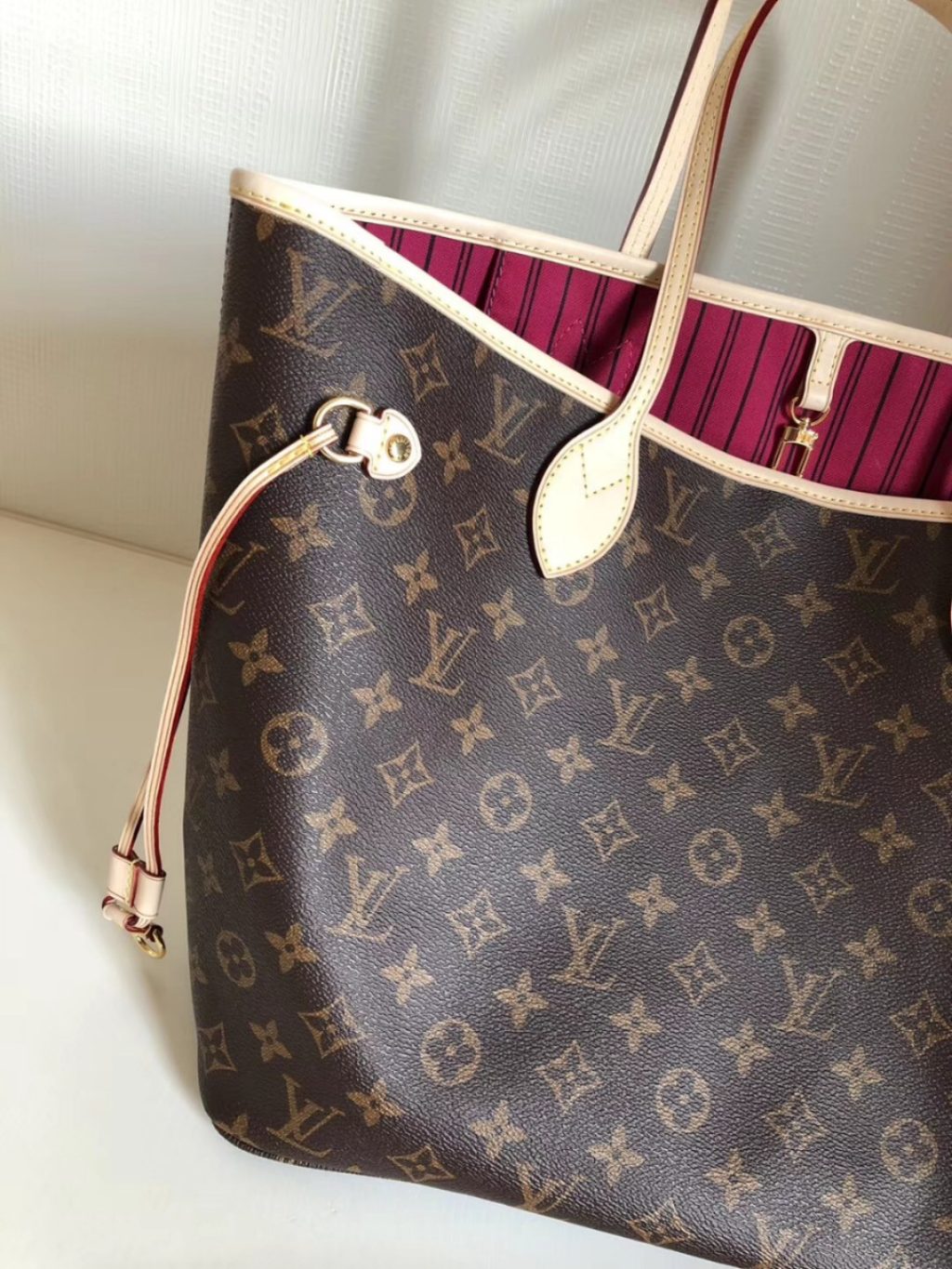 Louis Vuitton Neverfull MM Monogram Canvas Tote Bag Pivoine Pink 31cm M41178 - Image 4