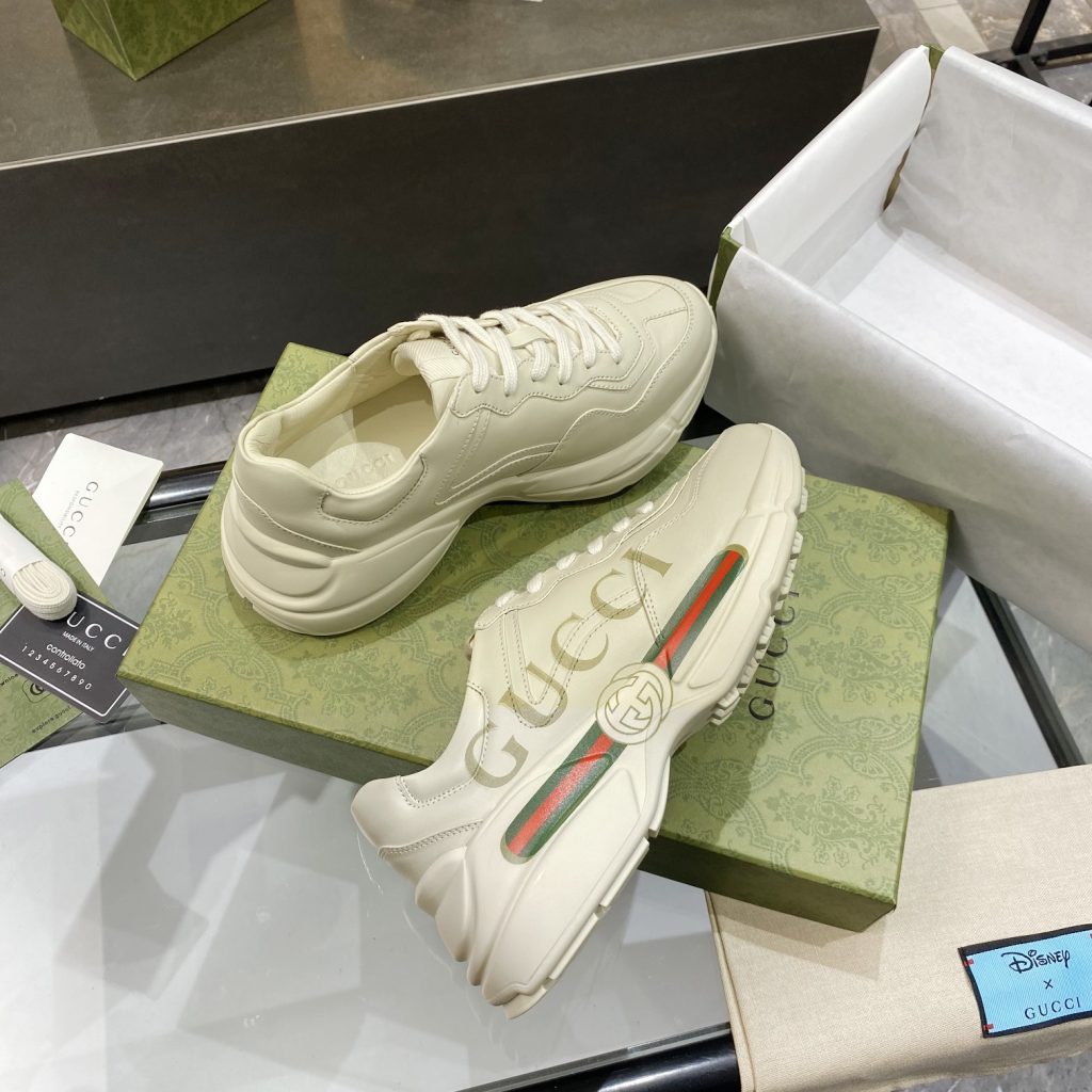 Gucci Women Rhyton Gucci Logo Leather Sneaker Beige 538892 Drw00 9522 - Image 10