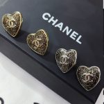 Chanel Stud Earrings Silver And Black - Image 4