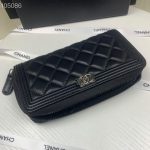 Chanel Boy Long Zipped Wallet Silver Hardware Black 19Cm - Image 7