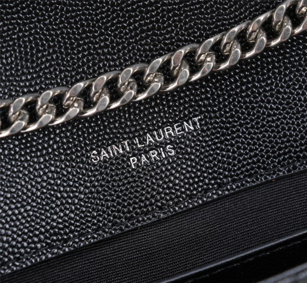 Saint Laurent Envelope Small In Quilted Grain De Poudre Embossed Leather Black Silver 21cm 600195BOW921000 - Image 8