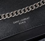 Saint Laurent Envelope Small In Quilted Grain De Poudre Embossed Leather Black Silver 21cm 600195BOW921000 - Image 8