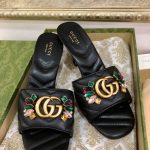 Gucci Women’s Flower Double G Slide Sandal Black - Image 6