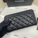 Chanel Boy Long Zipped Wallet Silver Hardware Black 19Cm - Image 4