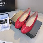 Chanel Patent Leather CC Cap Toe Ballet Flats Red - Image 3
