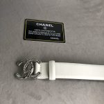 Chanel Leather Belt With Cc Pearl And Silver Tone Metal White 3Cm - Image 7