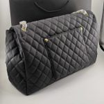 Chanel Xxl Airline Classic Travel Flap Bag Caviar Leather Black Gold Hardware 46Cm - Image 4