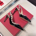 Valentino Garavani Rockstud Patent Leather Strap Pump Black - Image 9