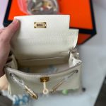 Hermes Mini Kelly Bag Epsom White Gold Hardware 20Cm - Image 6