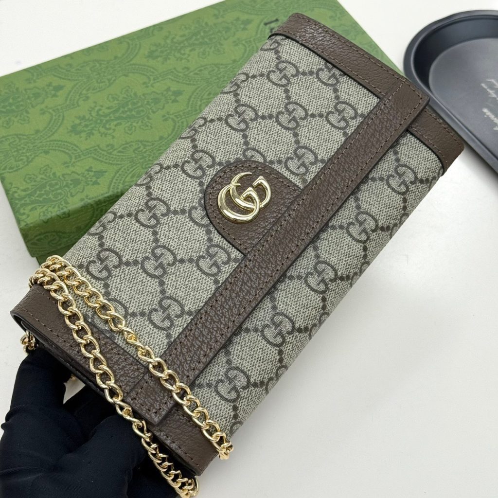 Gucci Ophidia Chain Wallet Beige Gg Supreme Canvas 19Cm 772309K9Gsg8367 - Image 4