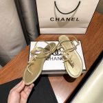 Chanel Gold Pearl Cc Logo Thong Sandals Golden - Image 4