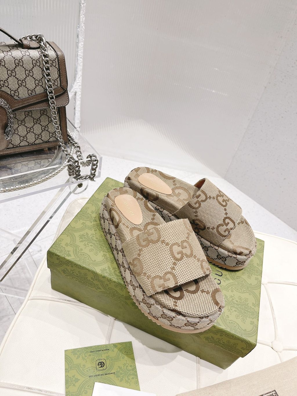 Gucci Women’S Platform Slide Sandal Camel 623212 Uko00 2580 - Image 3