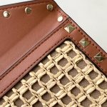 Valentino Garavani Rockstud Raffia Clutch Bag In Brown 28cm - Image 5