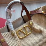 Valentino Garavani Medium Straw Summer Tote Beige 35Cm 7W2B0K39YCE D84 - Image 5
