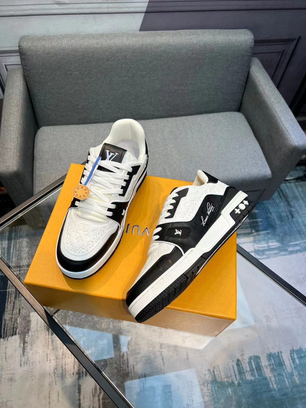 Louis Vuitton Lv Trainer #54 Signature Black White Sneaker - Image 3