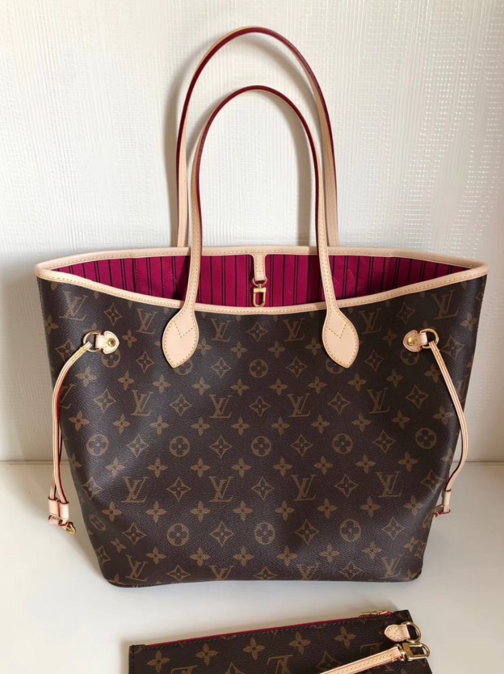 Louis Vuitton Neverfull MM Monogram Canvas Tote Bag Pivoine Pink 31cm M41178 - Image 3