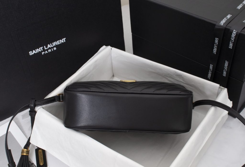 Saint Laurent Lou Camera Bag In Quilted Leather Black Gold 23cm 612544DV7071000 - Image 8