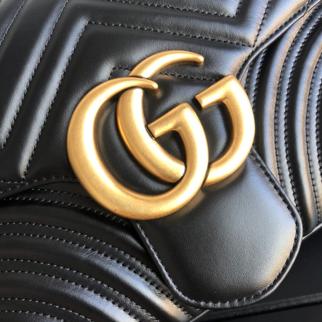 Gucci Marmont Medium Matelassé Shoulder Bag Black 26cm 443496 DTDIT 1000 - Image 6