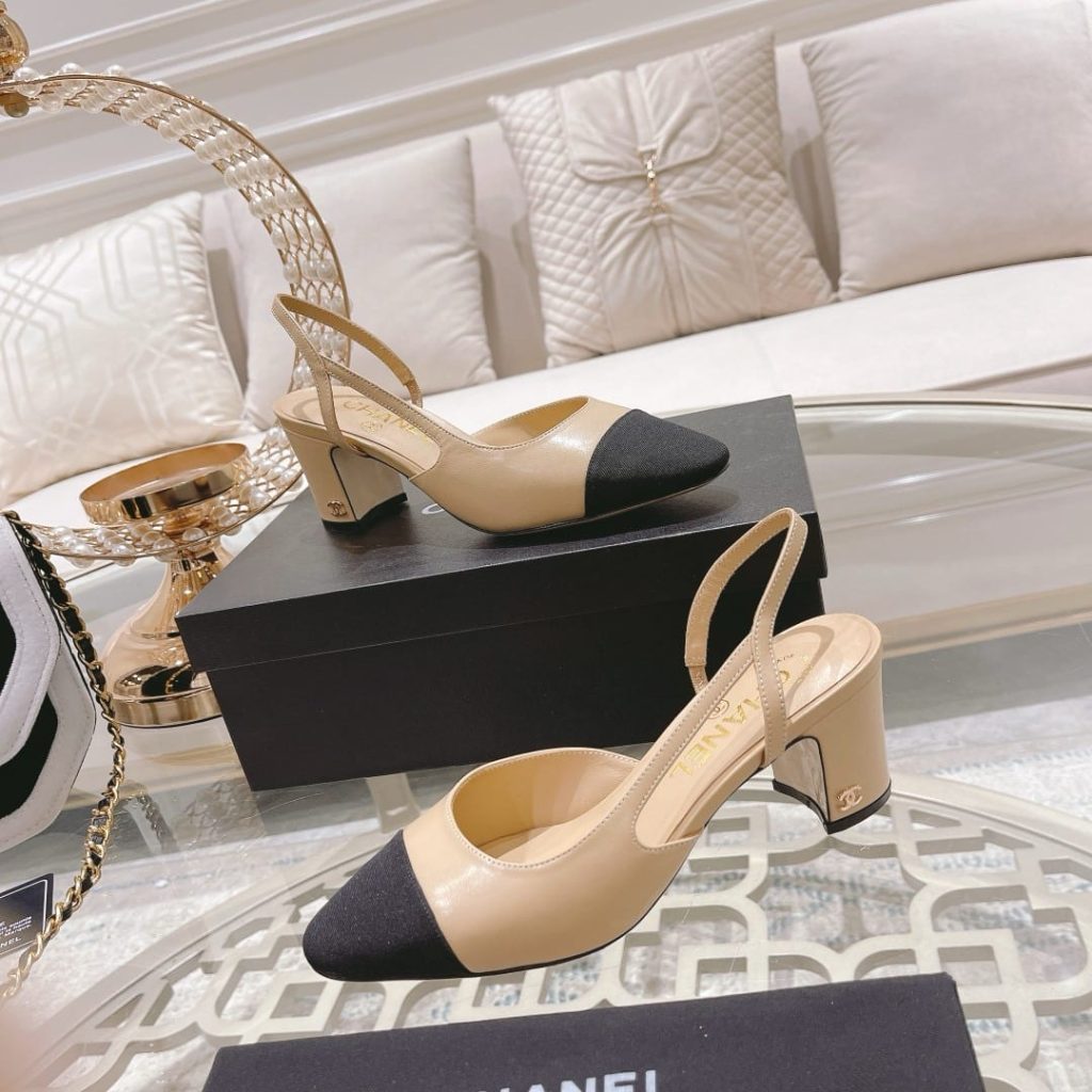 Chanel Slingbacks Grosgrain Beige & Black G31318 Y50006 C8378 - Image 7