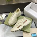 Gucci Women Rhyton Gucci Logo Leather Sneaker Beige 538892 Drw00 9522 - Image 9
