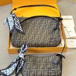 Fendi Simply Fendi Medium Brown Ff Jacquard Fabric Bag 25Cm 8Br829Afpmf1Gl7 - Image 6