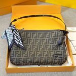 Fendi Simply Fendi Medium Brown Ff Jacquard Fabric Bag 25Cm 8Br829Afpmf1Gl7 - Image 7