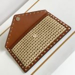 Valentino Garavani Rockstud Raffia Clutch Bag In Brown 28cm - Image 7