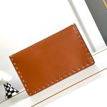 Valentino Garavani Rockstud Raffia Clutch Bag In Brown 28cm - Image 9