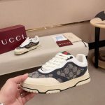 Gucci Women's Re Web Sneaker Original Gg Canvas Beige And Blue ‎787476 Aadhw 9552 - Image 4