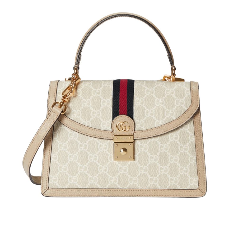 Gucci Ophidia Medium Top Handle Bag Gg Supreme Beige And White 25Cm 651055 Uulag 9682 - Image 2