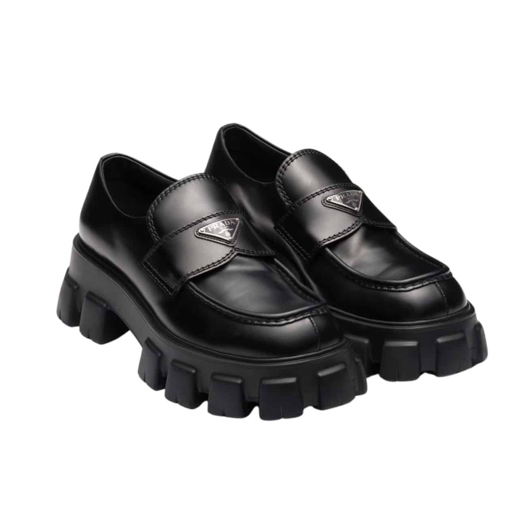 Prada Monolith Brushed Leather Loafers Black 2De129 B4L F0002 - Image 2